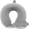 Sexysamba Pure Memory Foam Travel Pillow Set for Adults - Comfortable & Removable Machine Washable Cover, Neck Support Pillow Airplane Travel Kit with Eye Mask for Portable Plane Accessories - Grey